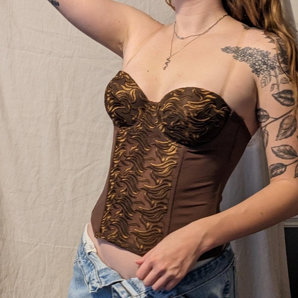 Vintage Brown Corset Bustier Top